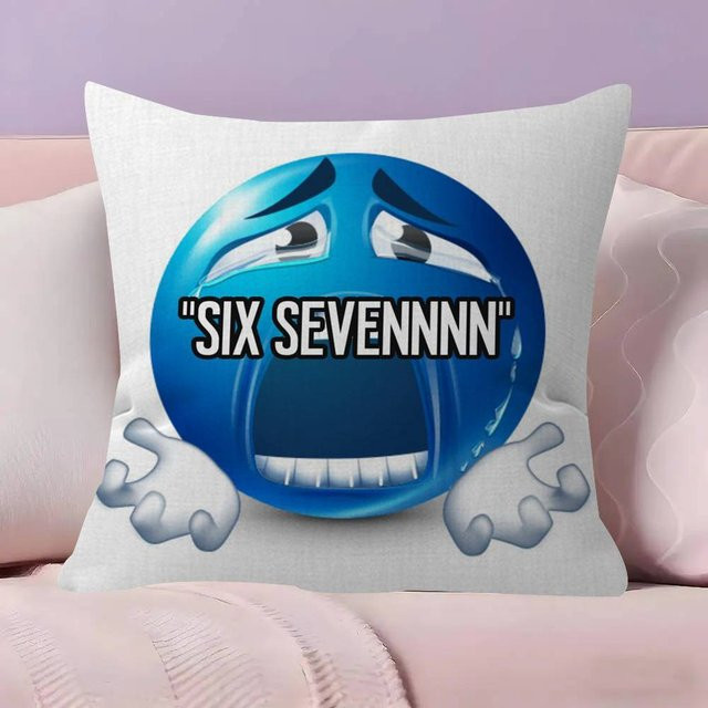 Cartoon 67 Six Seven Kissenbezug mit Grafikdruck in Blau, B/B: 35 x 35 cm - Bild 1