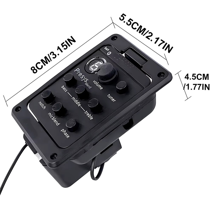 Presys Blend 301 Gitarren-Tonabnehmer in Schwarz mit Mikrofon, Dual-Modus-Vorverstärker, EQ, Tuner und Beat-On-Board für Soundhole-Akkustikgitarren - Bild 5