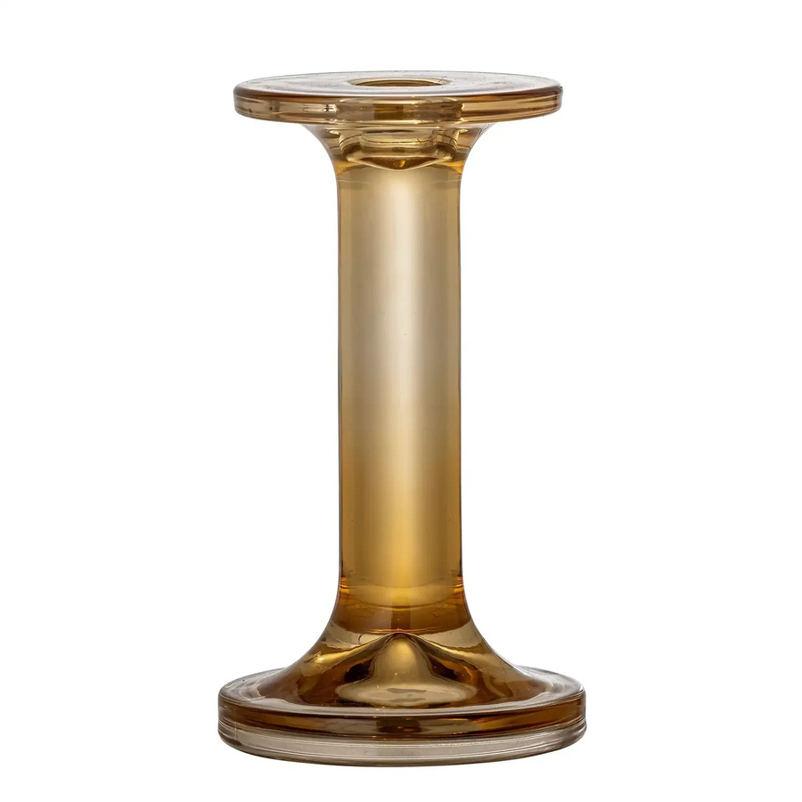 Bloomingville Kerzenhalter Jamey aus Glas in Braun, zylindrisch, Höhe: 16 cm - Bild 1