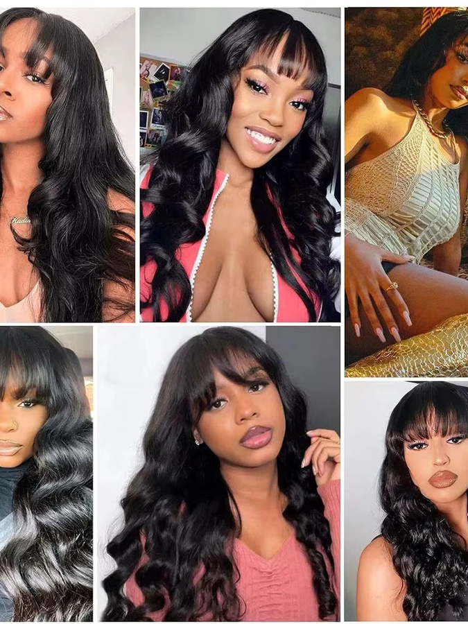 Dula A Hair Body Wave Perücke mit Pony, Brasilianisches Echthaar - Bild 7