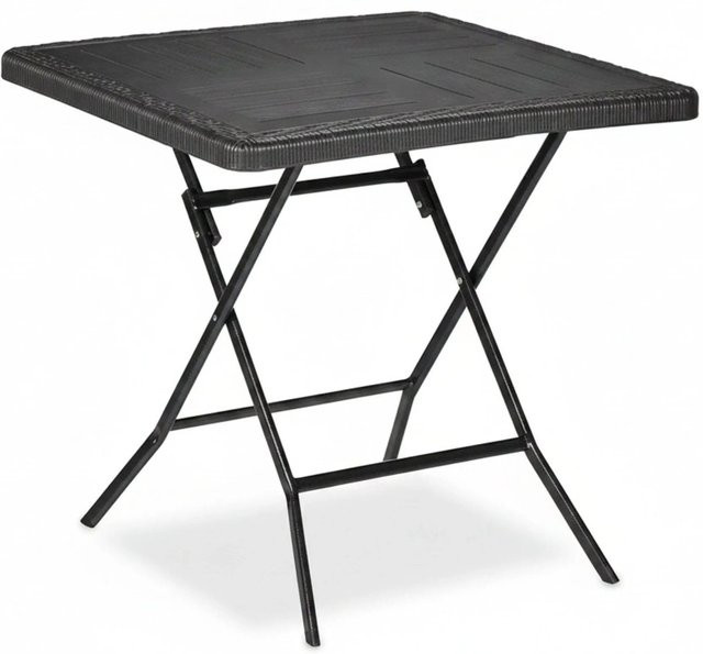 Relaxdays Klappbarer Gartentisch in Holzoptik, Schwarz, B/T/H: 74 x 78 x 78 cm - Bild 1