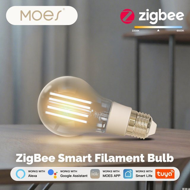 MOES ZigBee Smart LED Glühlampe E27 mit Filament-Design, 7W, dimmbar und CCT-Steuerung via Tuya App - Bild 1