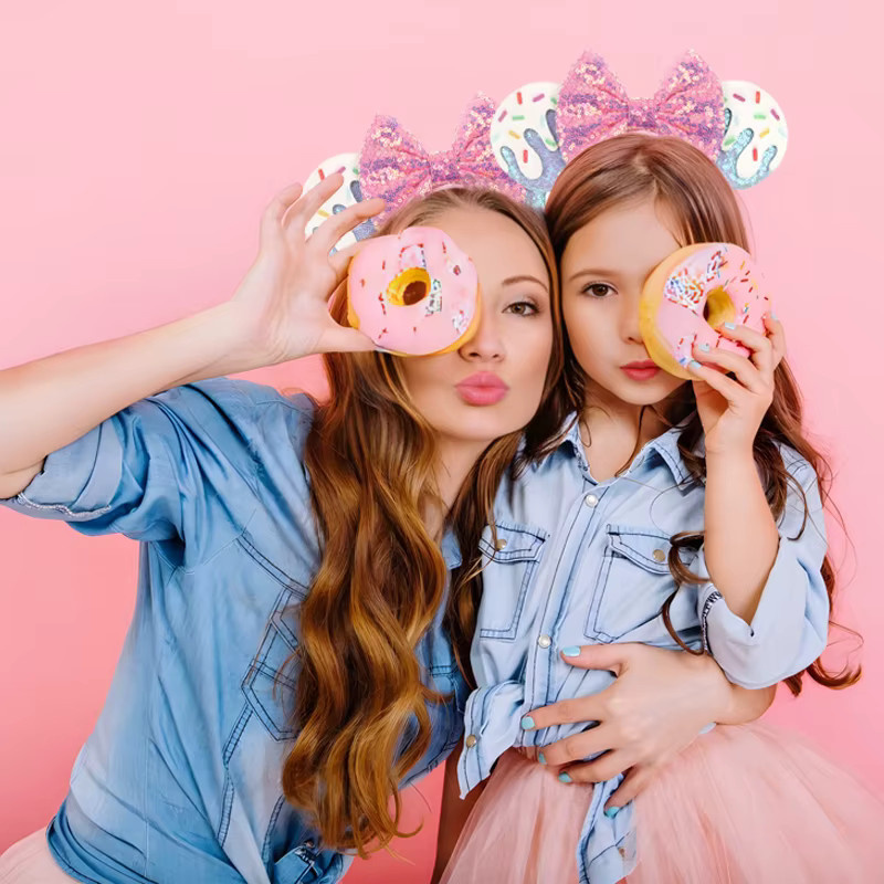 HEROCROSS Donut-Haarreif mit Glitzer und Schleife, Kinder - Bild 1