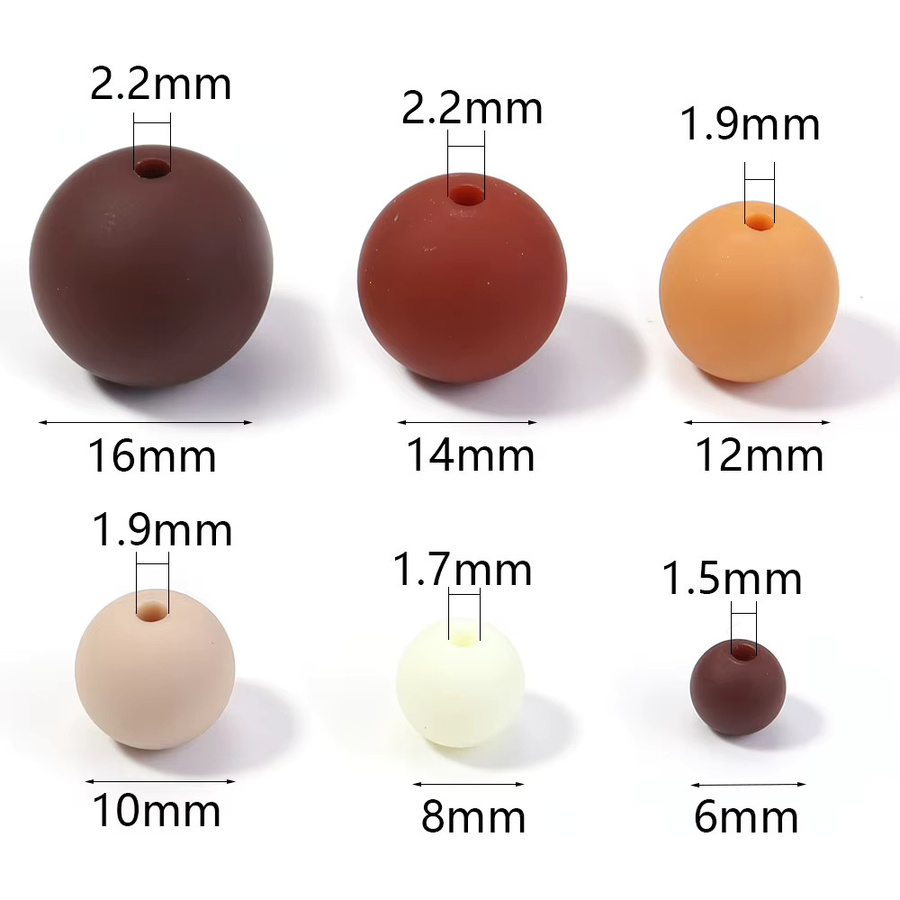 lingsai Distanzperlen, Acryl, bunt, mattiert, rund, 6–16 mm - Bild 3