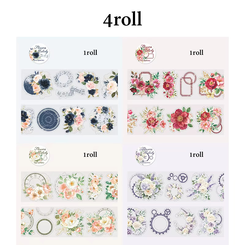 Mr.Paper Washi Tape Blumenmelodie-Serie Florales Collage-Stanzband in Multicolour für DIY Journal Scrapbook und Deko, Länge: 200 cm - Bild 5