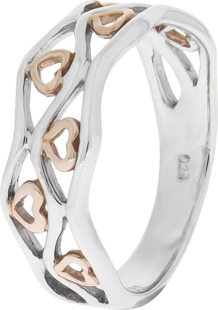 Zeeme Ring 925 Silber, zweifarbig, Herz-Motive, Damen - Bild 1
