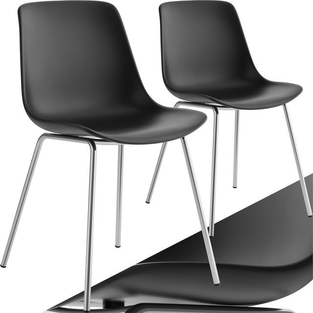 tectake Kunststoffstuhl Mave 2er Set Schwarz mit Stahlbeinen B/T/H: 46 x 55 x 80,5 cm - Bild 1