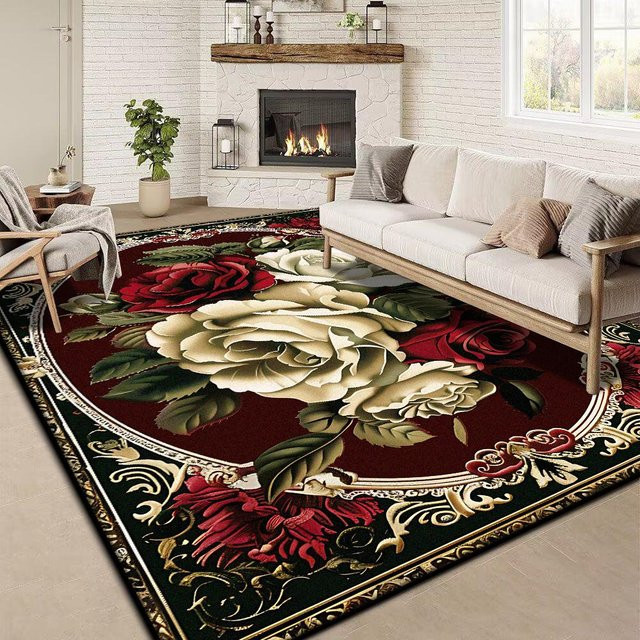 Wucifang Jewelry Retro Teppich mit Blumenmuster, weich und rutschfest, waschbar, Mehrfarbig, B: 200 cm, T: 300 cm - Bild 1