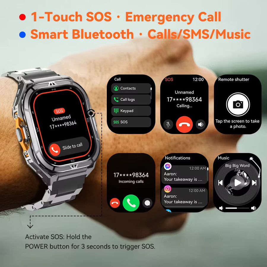 Cubot GT3 Smartwatch mit 1,96-Zoll AMOLED-Display, 5ATM wasserdicht, Fitness-Tracker mit GPS, Herzfrequenzmessung und SpO2-Monitor, 480 mAh Akku - Bild 5