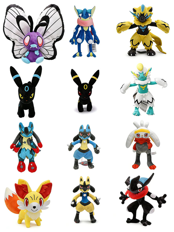 DUODUOBAO Pokémon Plüschpuppen Butterfree Greninja Zeraora Umbreon Lucario Fennekin, Stofftier, bunt - Bild 3
