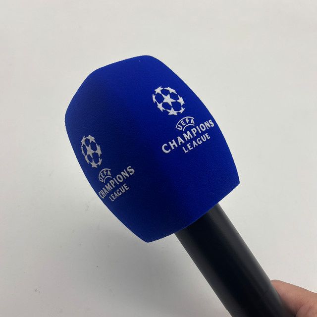 Quadratischer Schaumstoff-Windschutz für Handheld-Interview-Mikrofone mit individuellem Logo in Rot oder Blau - Bild 1