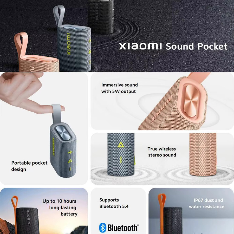 Xiaomi Sound Pocket TWS Stereo Combo kabelloser Bluetooth 5.4 Lautsprecher Schwarz - Bild 2