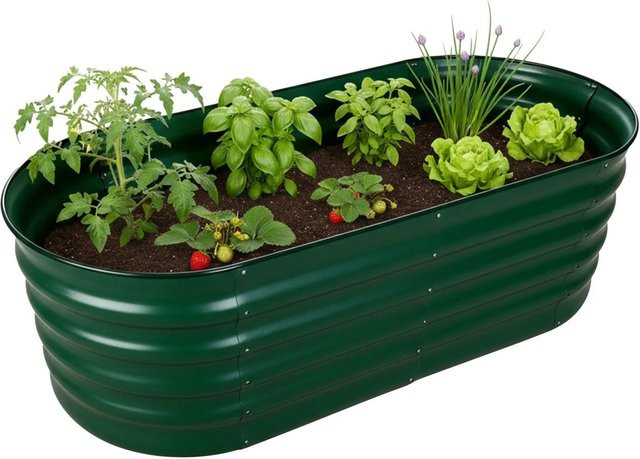 Relaxdays Hochbeet Halbrund aus Metall in Grün, Bodenfrei, B: 150 cm, T: 45 cm, H: 60 cm - Bild 1