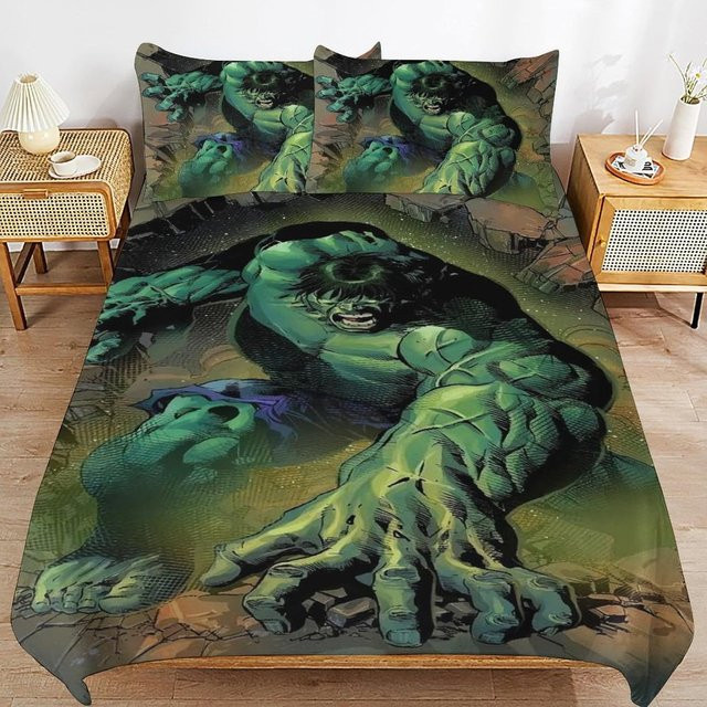 Flylo Hulk Bettwäsche Set aus Mikrofaser, 3-teilig, Grün, B/H: 140 x 210 cm - Bild 1
