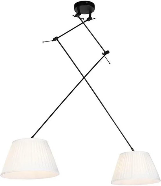 QAZQA Hängelampe Blitz II mit plissiertem Stoffschirm in Creme und Schwarz, Durchmesser: 35 cm - Bild 1