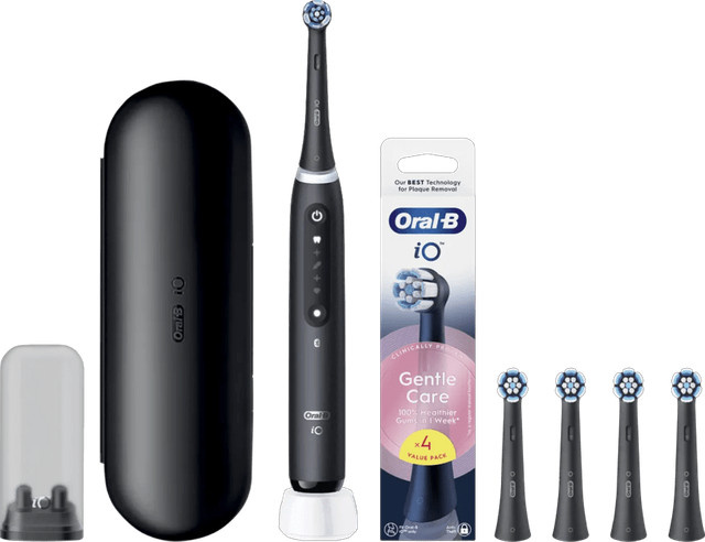 Oral-B iO 5N elektrische Zahnbürste in Schwarz inklusive 4 Aufsteckbürsten für empfindliches Zahnfleisch - Bild 1