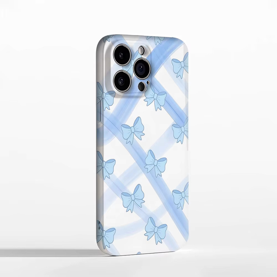 Handyhülle mit blauen Schleifen und Bändern für Apple iPhone 17 16 15 14 13 12 11 Pro Max Plus mit doppelschichtiger Rückseite in Blau - Bild 2