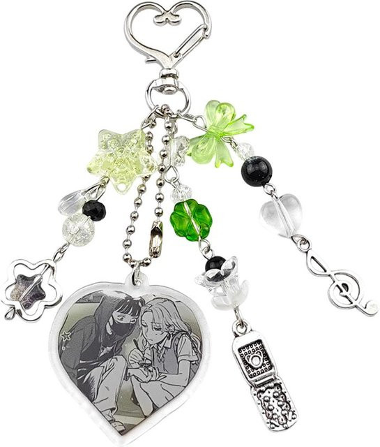 Schlüsselanhänger Anime Herz, Perlen, weiß, Unisex - Bild 1