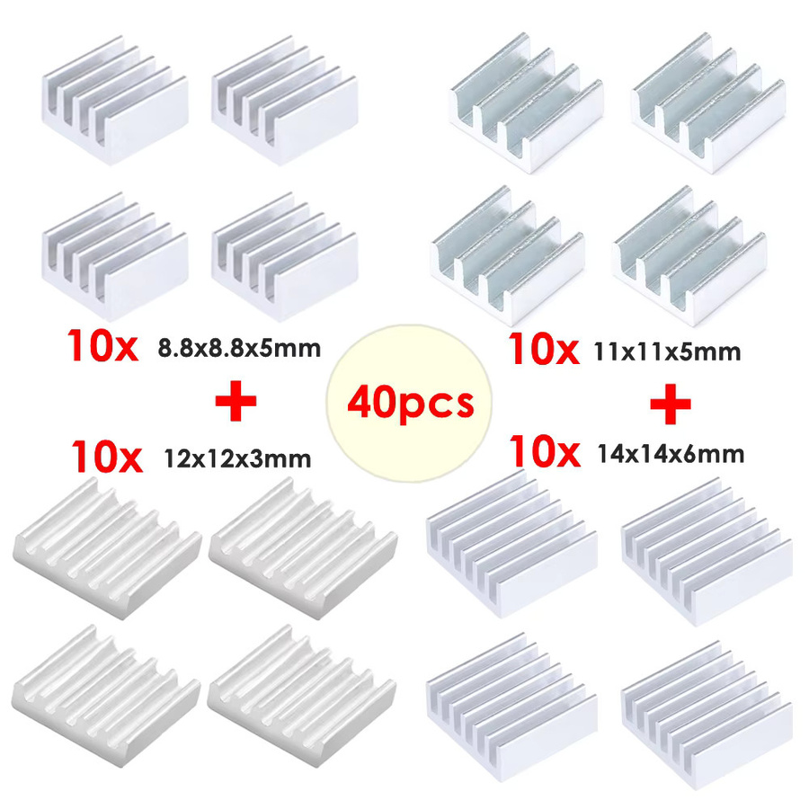 WE DO HEATSINK Aluminium Kühlkörper in Silber für Chip IC und Raspberry Pi inklusive thermischem Leitpad - Bild 1