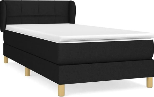 vidaXL Boxspringbett mit Matratze Hybrid-System in Schwarz aus Stoff und Lärchenholz, B/T: 100 x 200 cm - Bild 1