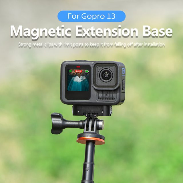 Magnetische Aluminium-Klemmhalterung mit Schnellverschluss und Doppelklauen-Schnittstelle für GoPro Hero 13 und GoPro Max 2 Lit in Schwarz mit 1/4-Zoll-Schraube - Bild 1