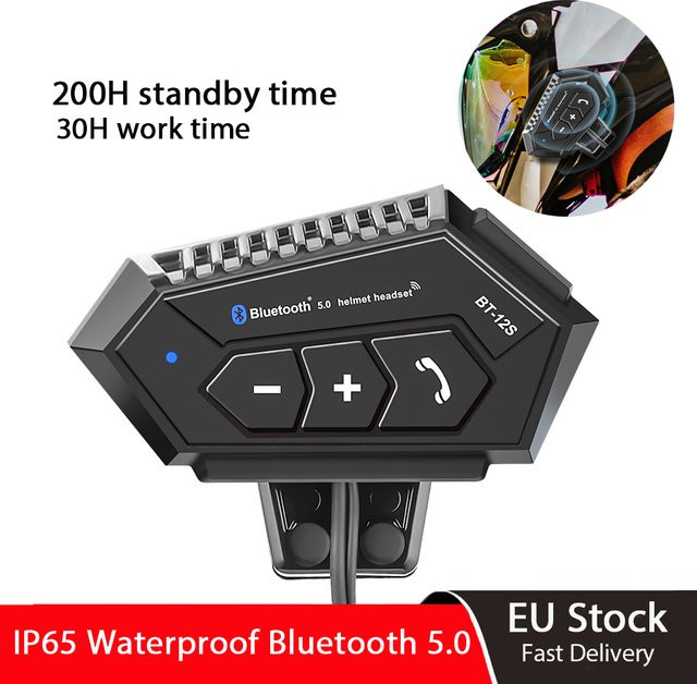 kebidumei BT12S Wasserdichtes Bluetooth-Motorradhelm-Headset mit Freisprecheinrichtung und Musikfunktion in Schwarz - Bild 1