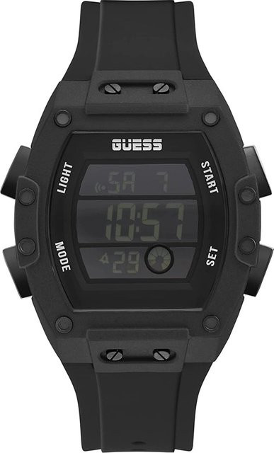 Guess Chronograph Herrenuhr, Tonneau, Quarz, Edelstahl, Schwarz, 45 mm - Bild 1