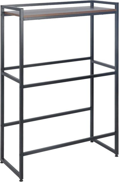 Relaxdays Getränkekistenregal aus Metall und MDF im Industrial-Design, Schwarz-Braun, B: 74 cm, H: 117 cm, T: 32 cm - Bild 1