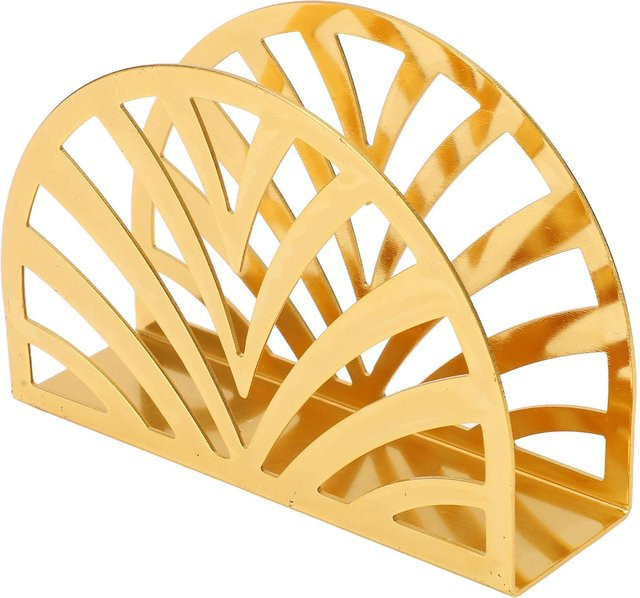 Igeteck Serviettenhalter aus Edelstahl in Gold und Beige mit rutschfester Halbkreisform - Bild 1