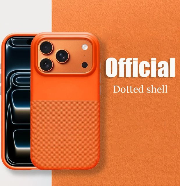 Apple Magnetische Kabellose Ladehülle mit Punktmuster für iPhone 17 Air, 16, 15, 14, 13 Pro Max, Stoßfeste Matte Schutzhülle, Orange - Bild 1