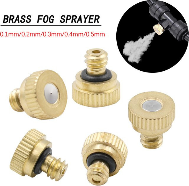 10er Set Pengliu Zerstäubungsdüsen 3/16 Zoll für Nebel-Spray-Kühlwassersysteme in Gold mit Düsenöffnungen von 0,1 mm bis 0,5 mm - Bild 1