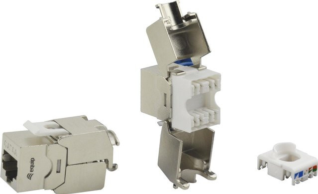 Equip Cat.6A Ethernet LAN Keystone Jack abgeschirmt werkzeugfrei in Silber und Weiß - Bild 1