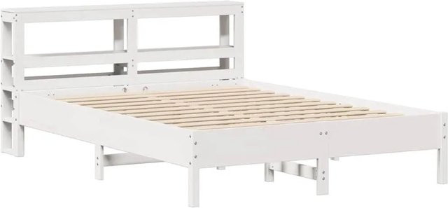 vidaXL Massivholzbett aus Kiefernholz in Weiß, rustikaler Stil, B/T/H: 140 x 190 x 82 cm - Bild 1
