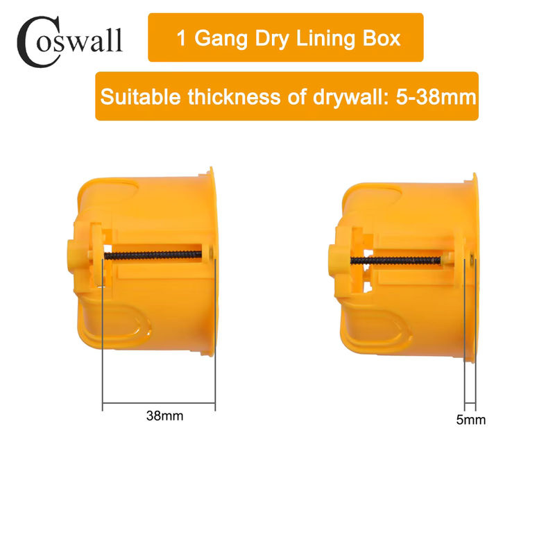 Coswall 1-Gang-Trockenfutterbox für Gipskarton und Trockenbau mit 40 mm oder 50 mm Tiefe für Schalter und Steckdosen aus feuerfestem PC-Material - Bild 3