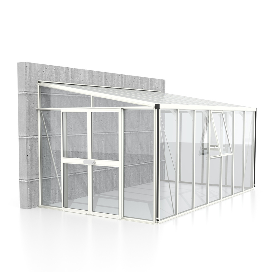 Vitavia Anlehn-Gewächshaus Athena 11900 in Weiß mit 11,9 m² Fläche, Pultdach und Sicherheitsglas - Bild 2