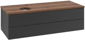 V&B Waschtischunterschrank Antao mit Frontstruktur in Weiß und Schwarz, B/T/H: 120 x 50 x 50 cm - Bild 1