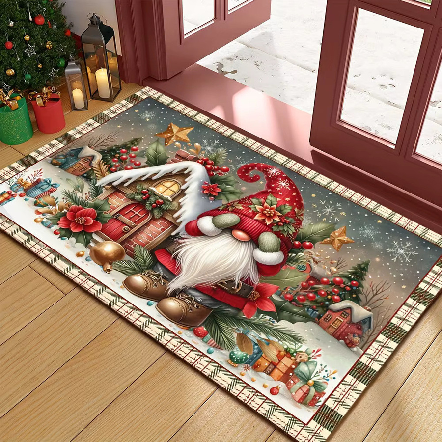 VIKAMA Weihnachtsteppich mit Cartoon Santa Claus Motiv, wetterfest, mehrfarbig, B/T: 60 x 40 cm - Bild 3