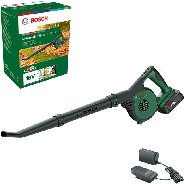 Bosch Akku-Laubbläser UniversalLeafBlower 18V-130 in Grün und Schwarz inkl. Akku und Ladegerät - Bild 1