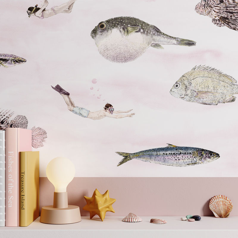 Sian Zeng Tapete Classic Fish in Pink mit Tiermotiv für das Kinderzimmer - Bild 2