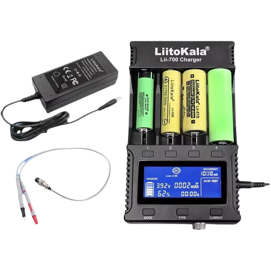 LiitoKala Lii-700 Batterieladegerät für 3,7V/1,2V Akkus (18650/26650/16340/18500) mit Display in Schwarz - Bild 6