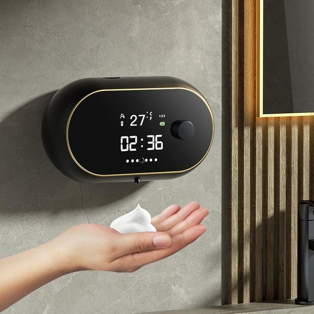 FireZY W2 Hongya Automatischer Schaumseifenspender Wandmontiert, USB-wiederaufladbarer Sensor Händewascher, Schwarz - Bild 1