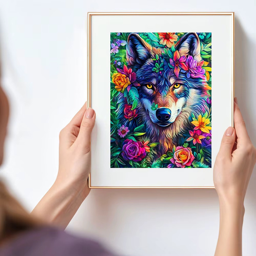 Huacan 5D DIY Diamantmalerei Wolf und Rose als dekoratives Mosaik-Gemälde in Multicolour, Breite: 30,0 cm, Höhe: 20,0 cm - Bild 3