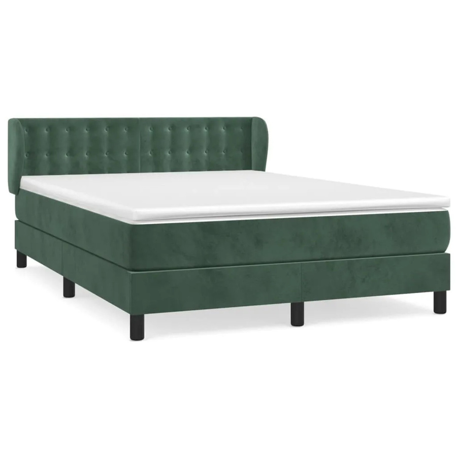 vidaXL Boxspringbett mit Matratze Dunkelgrün Samt Hybrid-Design mit Taschenfederkern B/T: 140 x 200 cm - Bild 2