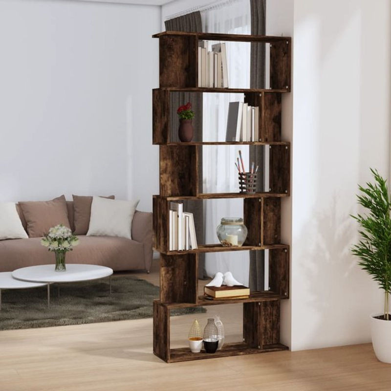 Vidaxl Bücherregal und Raumteiler aus Holzwerkstoff in Geräucherte Eiche, Braun, B/T/H: 80 x 24 x 192 cm - Bild 1