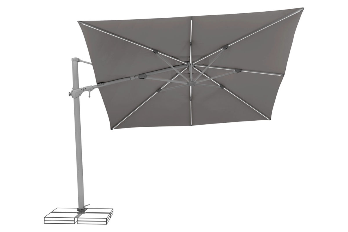 Suncomfort by Glatz Ampelschirm Varioflex Solar LED in Stone Grey, B/T: 300 x 300 cm - Bild 2
