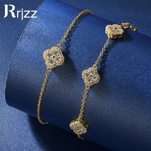 Rrjzz Armband, Moissanit, Kleeblatt, Gold, Damen - Bild 1