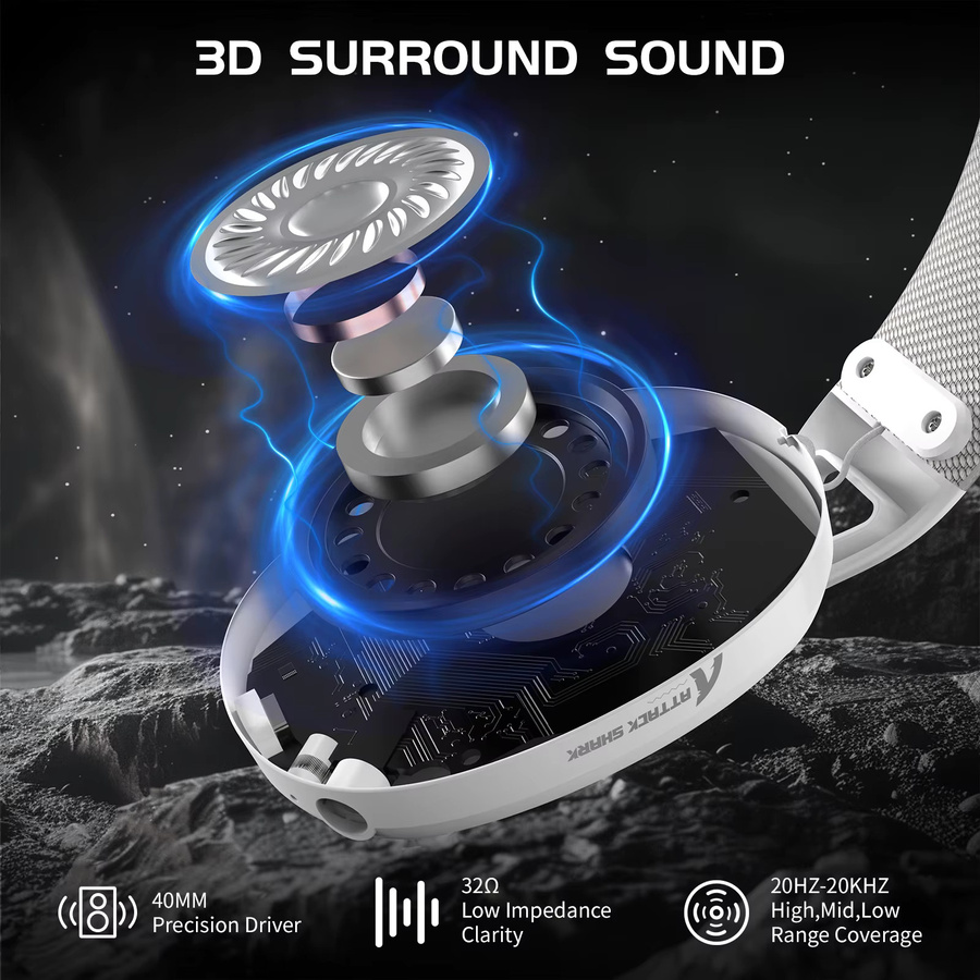 Attack Shark L80 Ultraleichtes Tri-Mode Gaming-Headset in Weiß für PC, PS4, PS5, Switch und Xbox - Bild 2