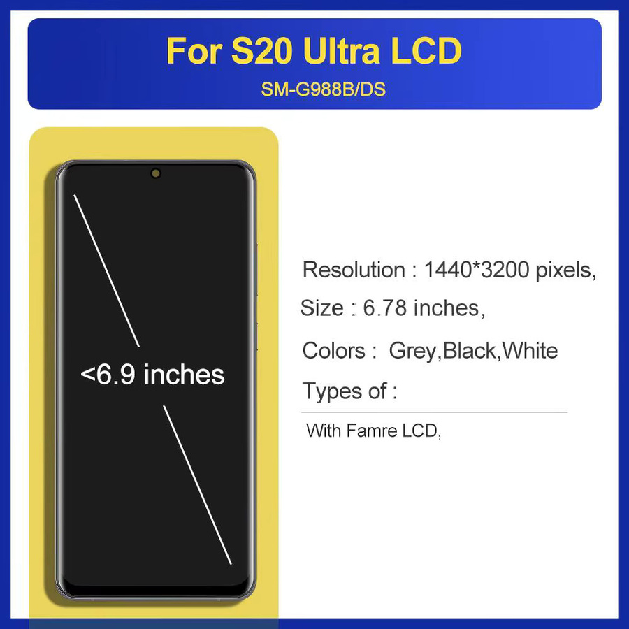 Samsung Galaxy S20 Ultra 5G Ersatz LCD Display Touch Screen mit Rahmen in Schwarz für SM-G988B/DS G988U - Bild 2