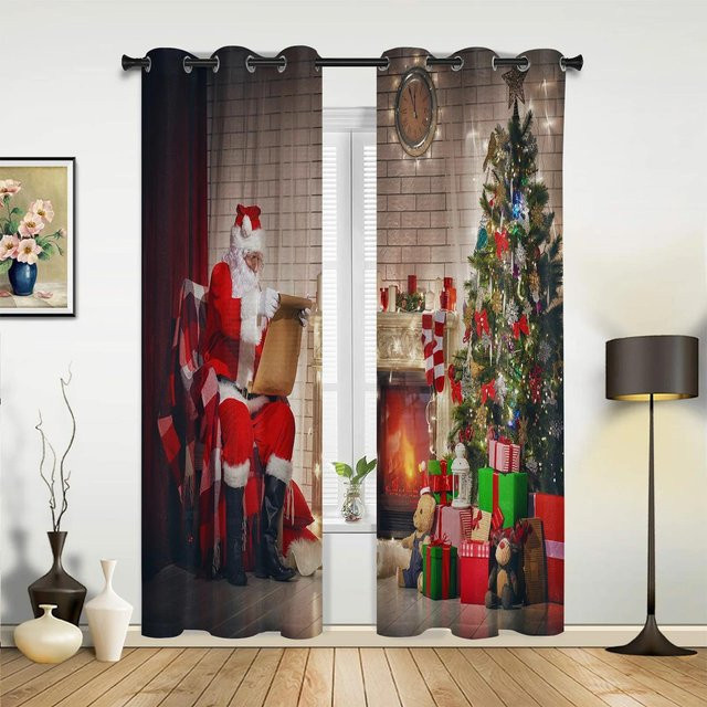 Weihnachts Vorhang mit Schnee, Schneeflocken, Blättern und Tannenzapfen in Multicolour, Breite: 135 cm, Höhe: 60 cm - Bild 1