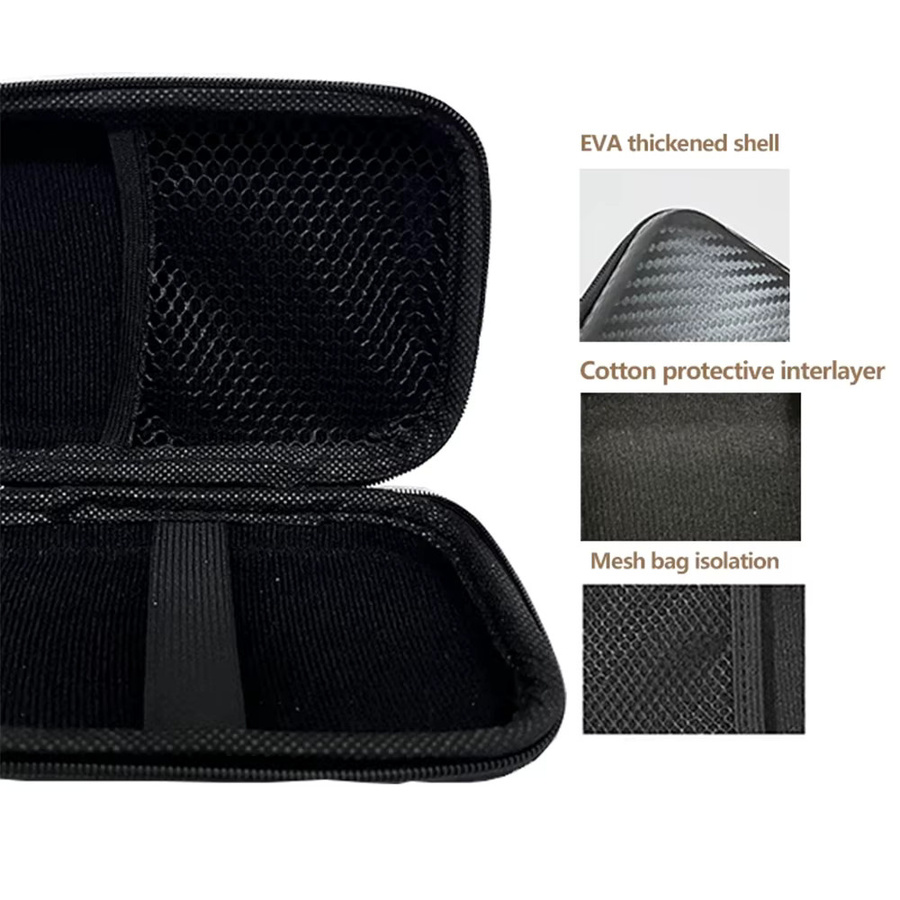 Tragbare EVA Aufbewahrungstasche mit Reißverschluss in Schwarz für Handy-Ladegeräte, mobile Festplatten, USB-Sticks und Datenkabel - Bild 3